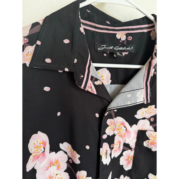 Just Attitude Men's Cherry Blossom Short-Sleeve Button-Up Shirt Floral Size XL - Picture 8 of 9